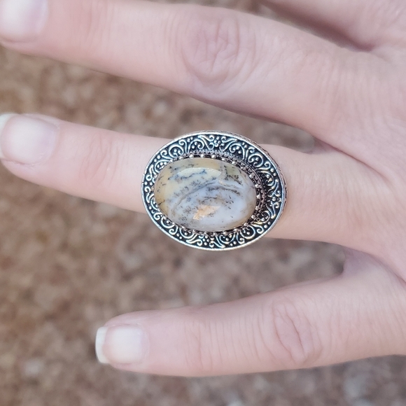 New Dendritic Opal 925 Silver Statement Ring. - Picture 5 of 16